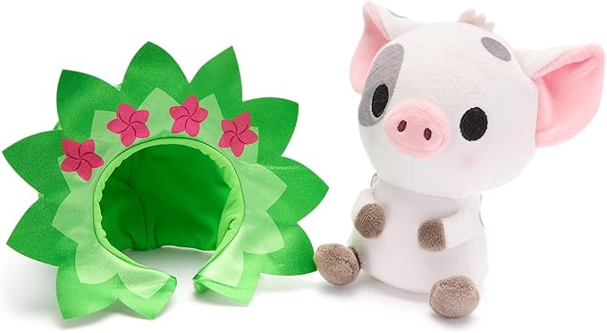 Disney Store Official Mini Mix-Its Plushies – Pua - Cute Stuffed Animals - Mix & Match Detachable Hats - Hook and Loop Strap - Plush Toys for Kids and Collectors, 7 Inch