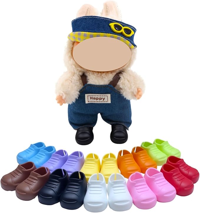 10 Pairs Doll Shoes for 17cm Labubu Doll, Mini Shoes for 6.9 inch Dolls, Doll Accessories Shoes Sitting Standing Series