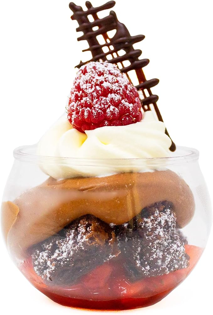 576 Count 3 oz. Sphere Mini Dessert Parfait Cup Professional-Grade Recyclable Transparent Durable Disposable Plastic Fishbowl for Parfait Desserts, Appetizers, and Parties CMJJ