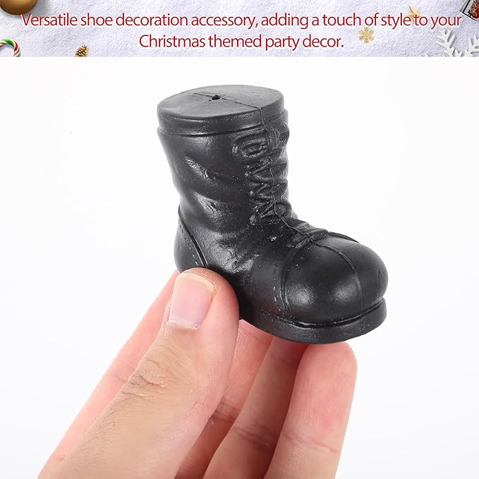 CHRWAKLE 10Pcs Mini Santa Boots Black Elf Shoes for Christmas Crafts Dollhouse Decorations