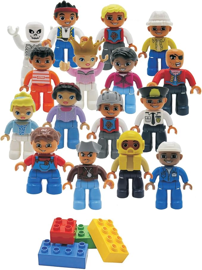 People Figures for Kids Building Blocks - Preschool Toys Building Blocks People Set for Kids - Compatible with All Major Brands Building Blocks for Toddlers 1-6 Years