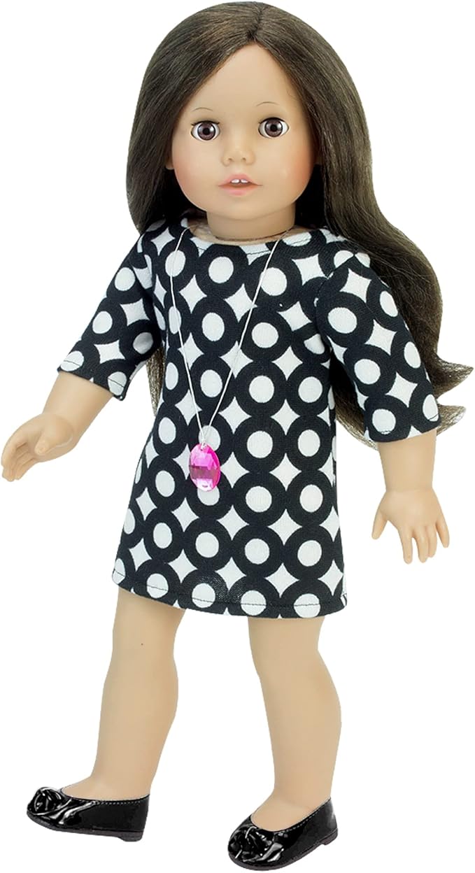 Sophia's Faux Patent Leather Dress Shoes with Upper Bow Detail for 18 Inch Dolls, Black