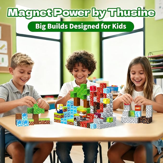 150PCS Magnetic Blocks- Magnetic Building Blocks, Magnet Cubes for Kids Toys, Sensory STEM Building Toys for 3-5 4-6 5-7 6-8 Year Old Boys Girls Christmas Birthday Gifts Travel Outdoor Kids Games