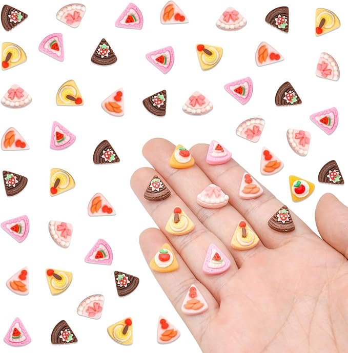 100 Pieces Mini Cake for Dollhouse Miniatures Mini Food for Crafts Tiny Resin Things for Dollhouse Mini Kitchen Micro Landscaping Decoration