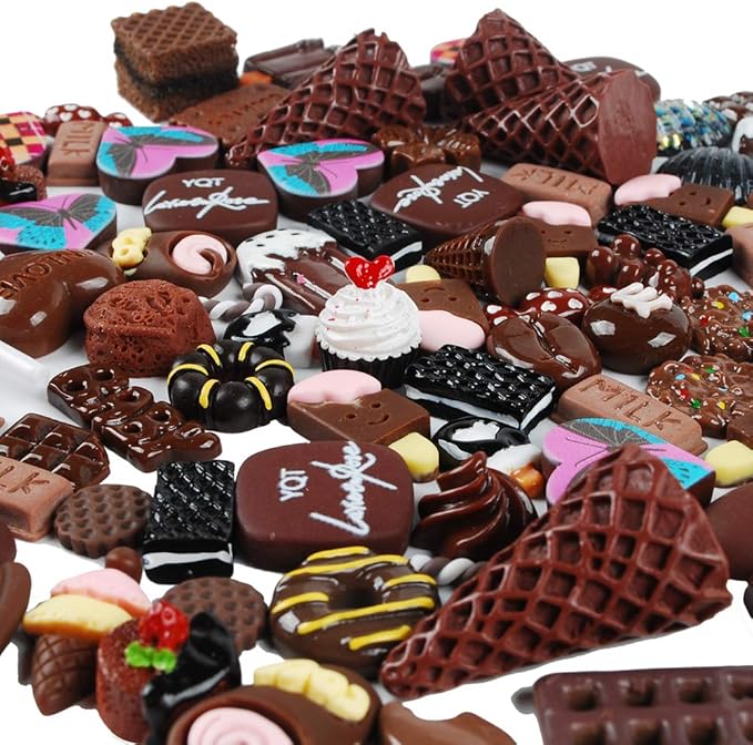 NWFashion 112PCS Miniature Decor Dessert Pastry Toy Food Cake Topper Scrapbooking Shoe Decoration Charms (Chocolate)