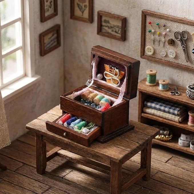 Dollhouse Accessories Miniature Sewing Tool Kit 1:12 Sewing Room Accessories Sewing Basket Simulation Model Dollhouse Decorations (Iron Box)