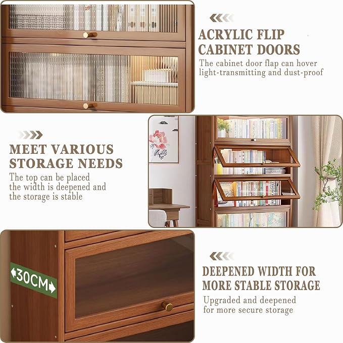 Display Cabinet with Acrylic Doors, 55" High Display Case, 4-Tier Curio Cabinet, Collectibles Toy Organizers Rack & Display Shelf, Bookcase for Home, Office, Study, Living Room