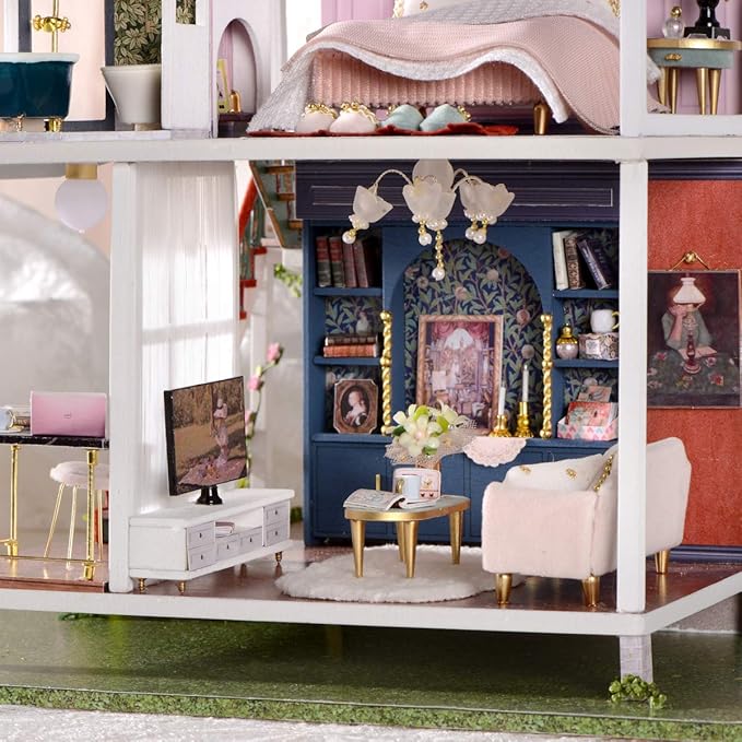 GuDoQi DIY Miniature Dollhouse Kit, Tiny House kit with Music, Miniature House Kit 1:24 Scale Monet Garden, Great Handmade Crafts Gift for Birthday Christmas Day