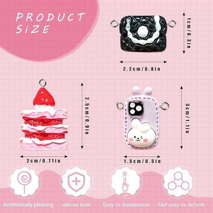 VPDSLABUBU Accessories for 3.9-6.7 Inch (10-17cm) Dolls, There are 7 Miniature Accessories, Including a Cake, ice Cream, Guitar, Bag, Popcorn, a Bell, and a Mobile Phone Model,Meet Your DIY Needs