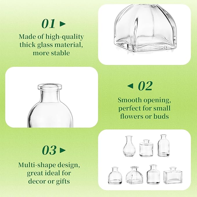 Hewory Mini Bud Vases for Centerpieces: 42pcs Small Glass Vase Bulk - Clear Tiny Vases for Wedding Baby Shower Birthday Party Events Table Decor