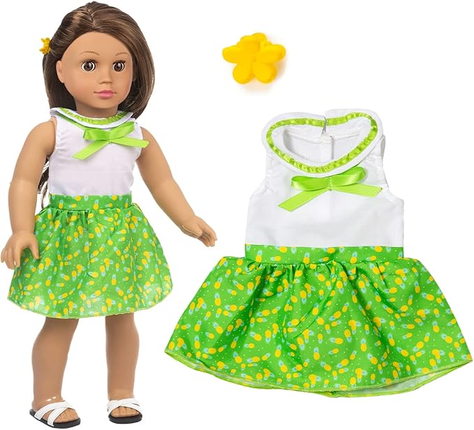 XFEYUE American 18 Inch Doll Clothes and Accessories 5 Sets Doll Clothes Dress Outfits + 2 Random Style Shoes