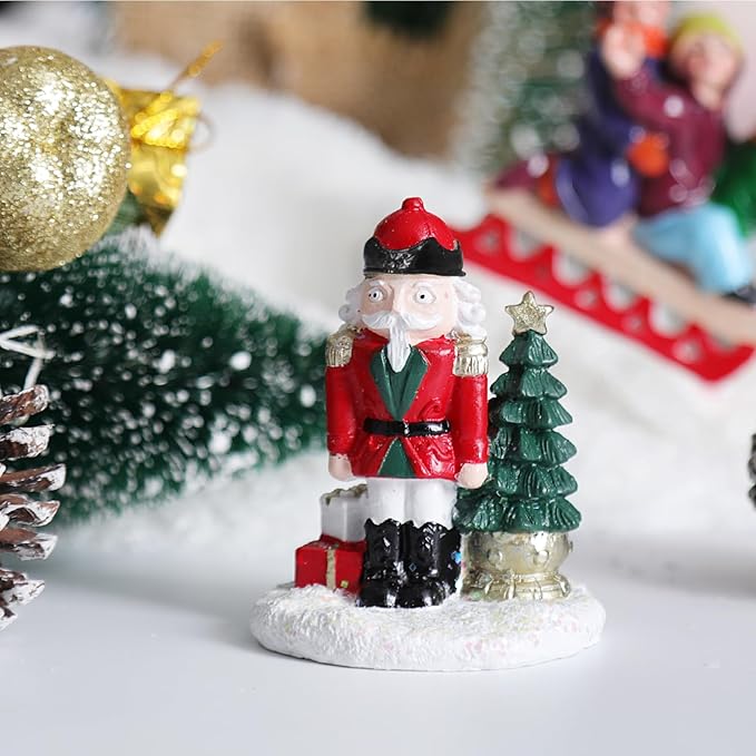 Christmas Village Accessories Ornaments Resin Christmas Village Sets Decoration for Xmas Festival Holiday (Walnut Soldier)