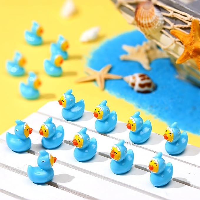50 Pcs Themed Ducks Resin Ducks Resin Party Decorations for Crafts Making DIY Miniature Landscape Micro Decor Gifts (Shark)