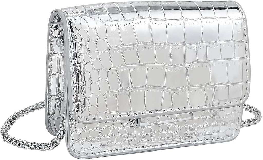 NovaKnot Metallic Mini Crossbody Purse, Evening Clutch Bag with Removable Chain Strap, Small Purse for Women, Not for Phones