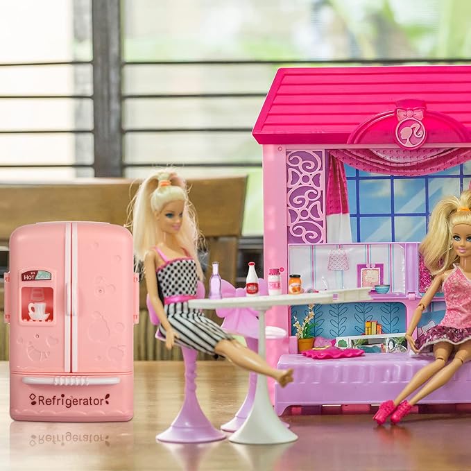 Civaner 17 Pieces Dollhouse Refrigerator Mini Fridge Toy with Christmas Mini Food Set Dollhouse Kitchen Furniture Food Toy Miniatures Kitchen Decoration Bottle Fruit Dessert for People (Lovely Style)