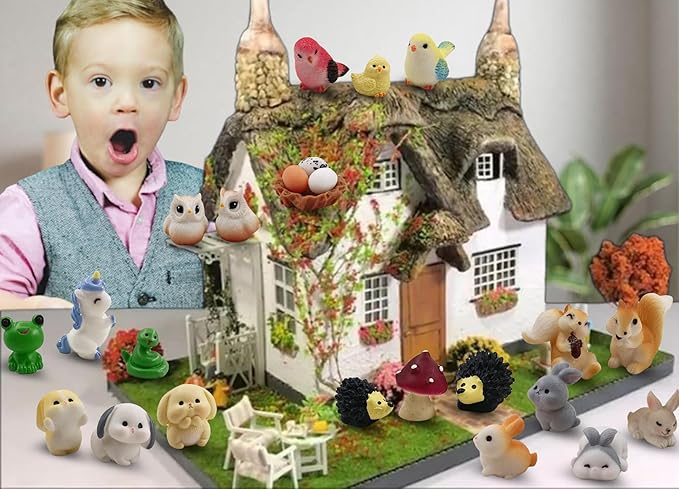 30 Pcs Tiny Resin Animals to Hide Mini Forest Animals Figurines for Dollhouse Miniature Garden Fairy Garden Succulents Plants Ornaments
