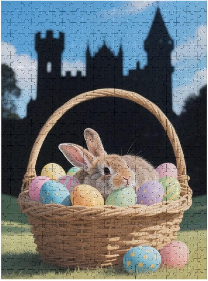 Sleeping Bunny Easter – 1000 Piece Holiday Wooden Jigsaw Puzzle, Cute Sleeping Bunny for Easter, Family Fun, Brain Exercise, Stress Relief