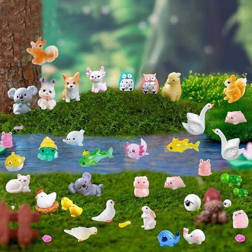 150 Pcs Mini Resin Animals - Tiny Resin Animal Miniature Animals Figurines Small Little Animal Figures Bulk for Fairy Garden Micro Landscape Dollhouse Accessories