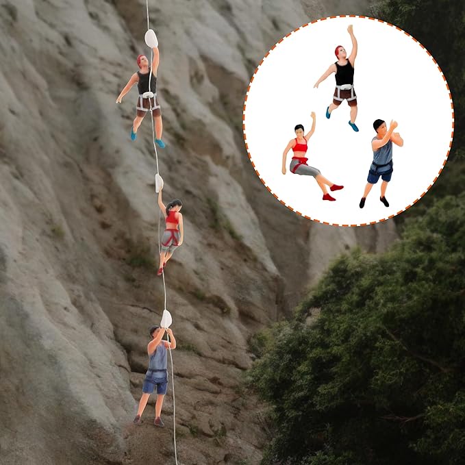 KH866 3Pcs 1:64 Miniature Scene Figurines – Rock Climbing Figures for Dioramas Photography Props Sports Theme Decoration Models for Adults