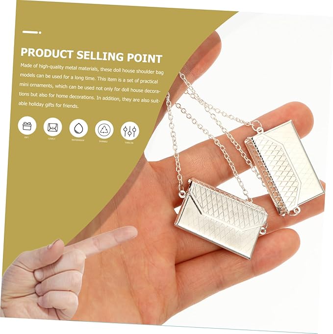 Toyvian 2pcs Dollhouse Metal Bag Doll Handbags Miniature Handbag Mini Metal Handbag Mini Doll House Model Accessories Handbag Bjd Dollhouse Bag Ladies Wallet Little Things Backpack Miss