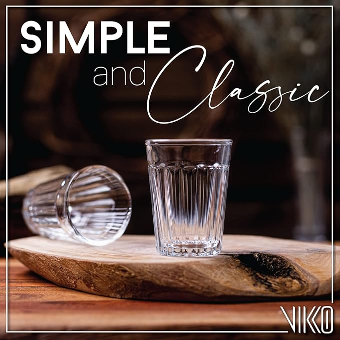 Vikko 1.5 Ounce Shot Glasses, Set of 12 Small Liquor and Spirit Glasses, Durable Tequila Bar Glasses For Alcohol and Espresso Shots (Madelina)