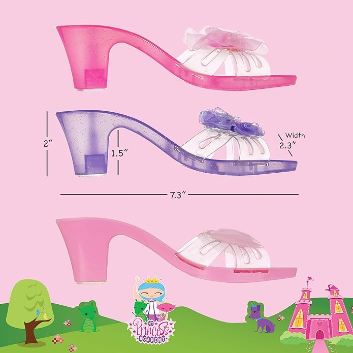 3 Pack Dress Up Kids Royalty Heels - Pretend Play High Heels for Kids, Princess Play Dress Shoes - Toddler Size 7-10