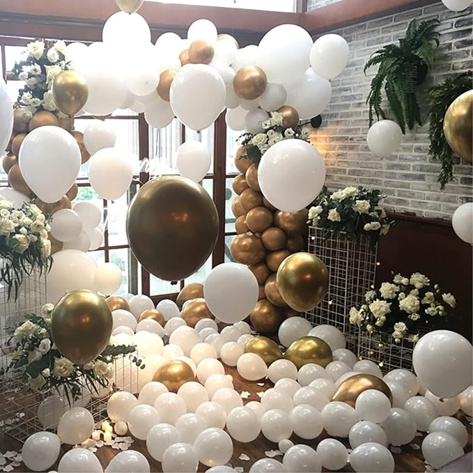 5 inch White Latex Balloons, 100 pcs Mini Thick Party Balloons for Birthday Wedding Baby Shower Decorations(White)