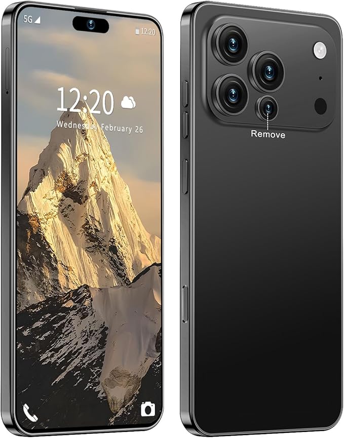 Huness I17PROMAX Smartphone Unlocked Cell Phone,6.99" HD Screen Unlocked Phone,16+512GB Android 15 Battery 7000mAh,Face ID/Dual SIM/5G/Fingerprint Button Unlock/Photos/GPS (Black, 16+512G)