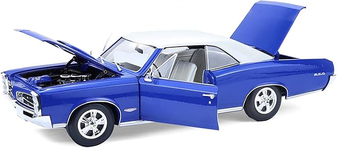Highway 61 1966 GTO Barrier Blue with White Top and Interior 1/18 Diecast Model Car HWY-18047
