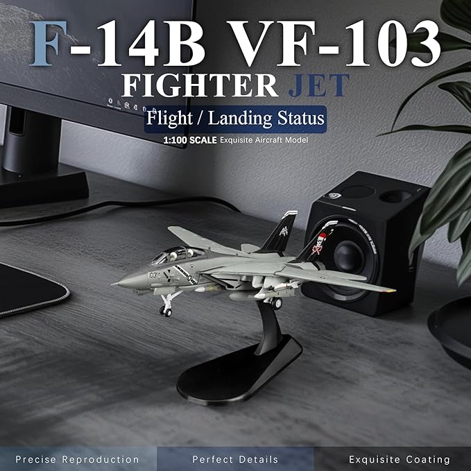 HANGHANG 1/100 Military Model Plane F14B VF-103 Tomcat (Christmas Version) Alloy Fighter Plane Model Model Airplane for Collection and Gift