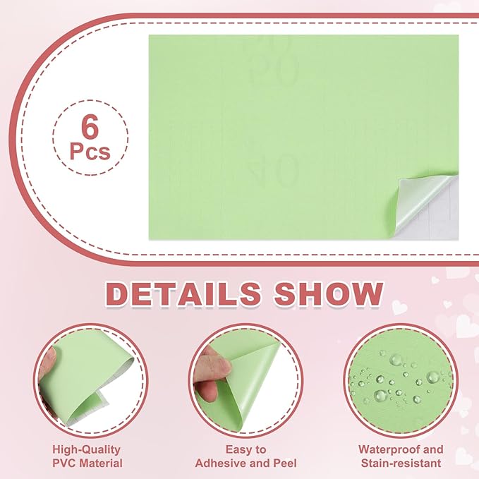 uxcell 12 Sheets Miniature Dollhouse Wallpaper, Self-Adhesive PVC Flooring Wall, Mini Wall Decor for Dollhouse Sand Table Model Accessories 11.81 x 7.87 Inch (Light Green)