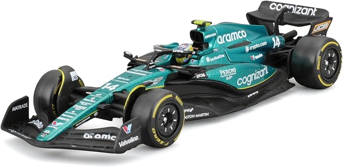 Bburago 1:43 Scale Formula Race Aston Martin AMR23 (2023) Diecast Vehicle with Driver Helmet