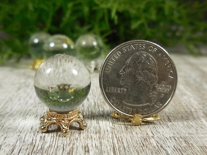 Fairy Garden 'Crystal' Ball, Miniature 'Crystal' Ball Glass, Dollhouse Miniature Gazing Ball, Dollhouse Wizard Minis, Terrarium Miniatures, Haunted Dollhouse, Halloween Miniatures Decor (Bronze)