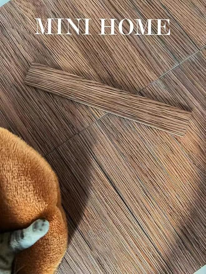 40PCS Miniature Dollhouse Wooden Flooring, Mini Floor Boards Dollhouse Floor Tiles Fit 1:12 1:6 Scale Dollhouse Furniture Wall and Floor Decoration (Black Walnut)