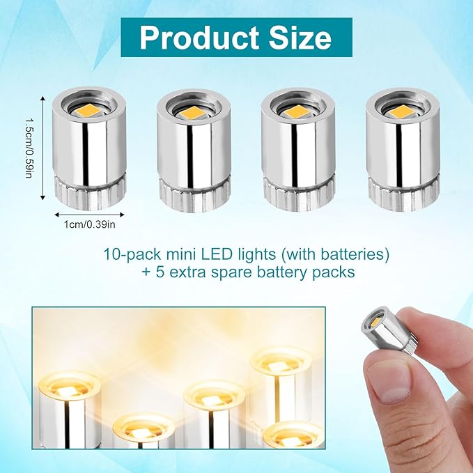 10pcs Miniature Led Lights, Tiny Small Led Lights Battery Powered Balloon Mini Spot for Paper Lantern Party Decoration Micro Crafts Models Dollhouse Accessories(Warm White Light)