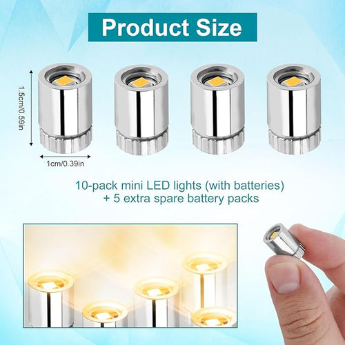 10pcs Miniature Led Lights, Tiny Small Led Lights Battery Powered Balloon Mini Spot for Paper Lantern Party Decoration Micro Crafts Models Dollhouse Accessories(Warm White Light)