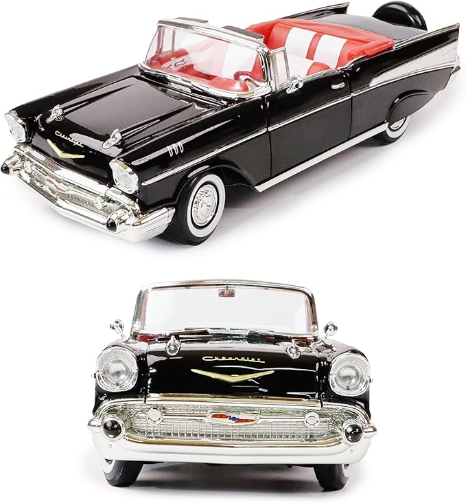 1957 Chevrolet Bel Air 1:18 Diecast - Ramjet 283 Fuel Injection, 50s Car Culture Icon | Opening Doors, Steering Linkage, Sustainable Gift Box | Ages 14+,Black