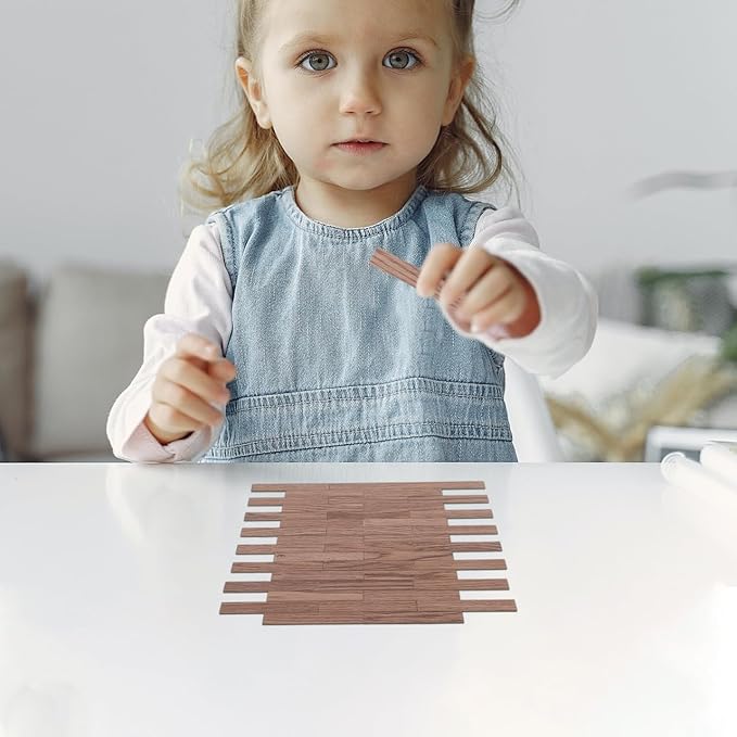 Totority Miniature Dollhouse Flooring 40 Pieces Faux Wood Grain Floorboards 3.93X0.59 Inch Mini House Accessories for 1 12 Scale Model Room Decoration and Kids Bedroom Accessories