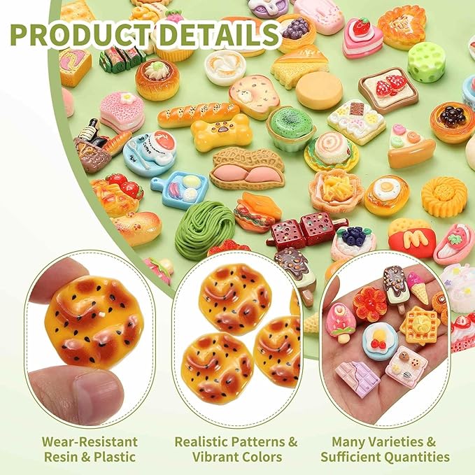 Dollhouse Miniature Food, Cute Baked Pancake Figures Toys Mini Resin Foods Trinkets for Pretend Play Kitchen Cooking Game & Doll House Decor (Mixing Colors, 20pcs)