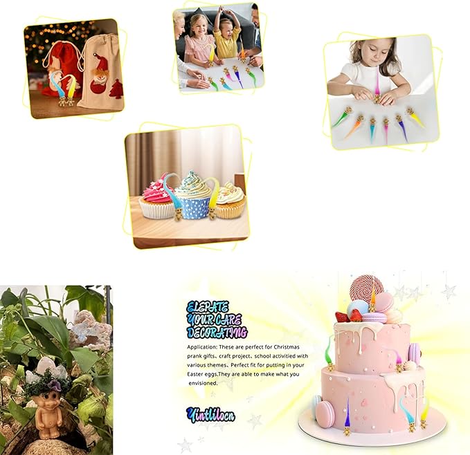 12pcs Long-haired Mini Troll Dolls, Assorted Hair Colors, 0.78" Bodies, 2" Hair. Cake Toppers, Action Figures, School Project, Arts and Crafts, Party Favors