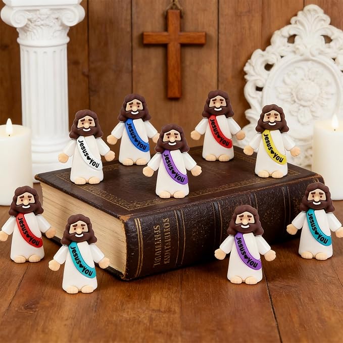 54 Pack Little Jesus Figurines in Bulk, Pocket Jesus Loves You, Jesus Small Figures, Little Tiny Jesus Figures for Church Christmas Party Favors Baptism Gifts