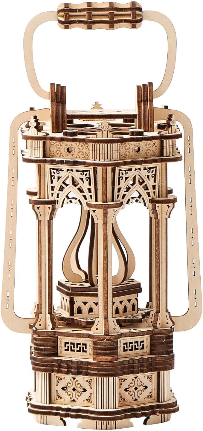 3D Wooden Puzzles for Adults 145pcs LED Light Vintage Lantern DIY Wooden Assembly Kit for Teens Home Decor