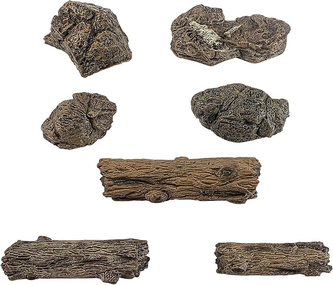 Warmtree Artificial Tree Stump Mini Garden Figurines Stumps Ornaments Miniature Stone Rock Statue for Micro Train Landscape Railway Sand Table,Pack of 7