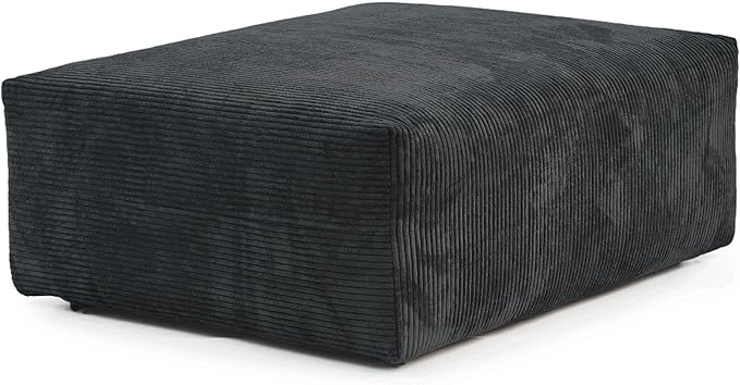 JACH 39.37" Oversized Ottoman Seater for Living Room, Deep Seat Extra Sofa Seater, Minimalist Chaise Ottoman, Modern Corduroy Ottomans for Living Room, Apartment, Black ﻿