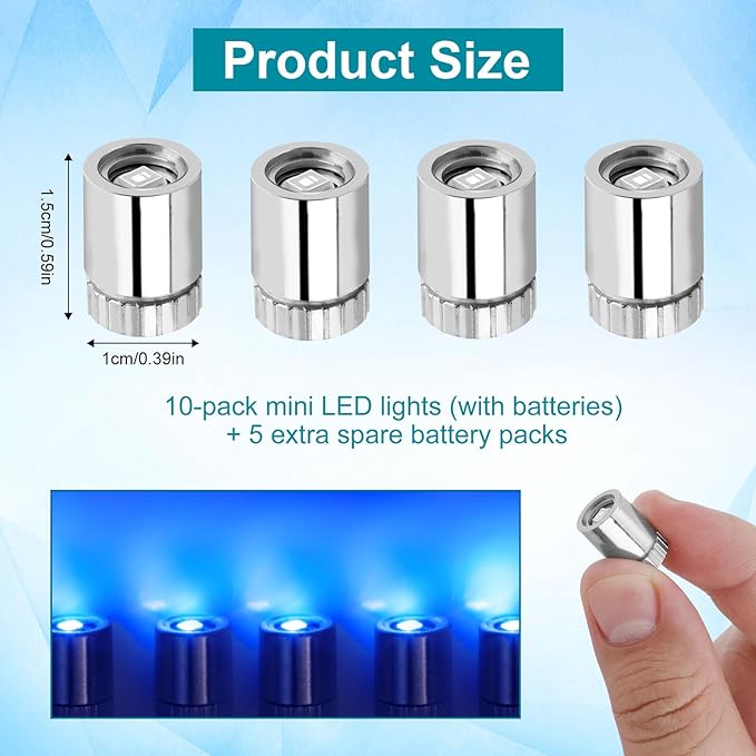 10pcs Mini LED Lights for Crafts, Small Battery Powered Balloon Miniature Micro Electric LED Lights for Paper Lantern Party Decoration Crafts Models Dollhouse Accessories (Blue Light)