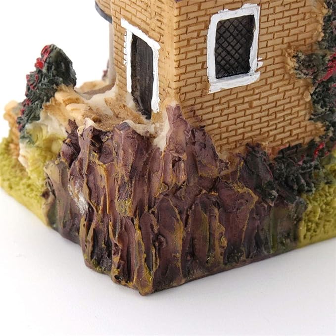 Avtytsda Resin Miniature House 4PCS Miniature House Fairy Gardening Micro Landscape Village Stone House Bonsai Terrarium Crafts Ornaments Accessories Home Decoration (A)
