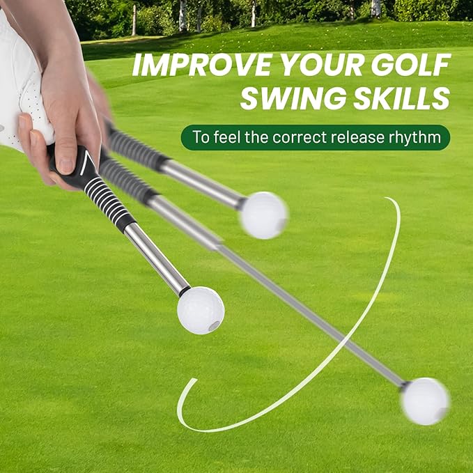 FODESAN Retractable Golf Swing Trainer – Enjoy Swinging Anytime, Anywhere,Training Aid for Grip Correction, Click Feedback & Arm Connection, for Right & Left-Handed Golfers, Indoor & Outdoor Practice