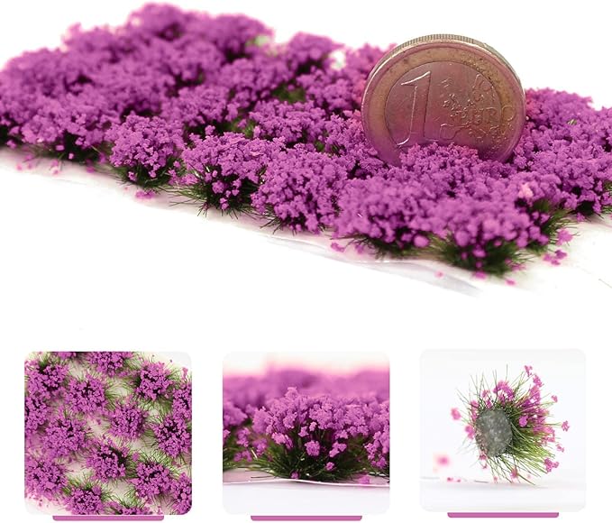 Miniature Vegetation Bushy Shrubs Tuft Flowers with Model Bases War Game DIY Railway Terrain Scenery (G)