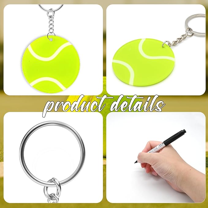 Yaure Joy 12 Pcs Volleyball Acrylic Keychain bulk with 1 Black Marker for DIY Sports Party Favor