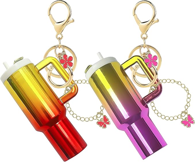 ERTUNA Mini Tumbler Keychain Accessories for Stanley Cup, 2 Way Cute Charms Chapstick Lip Balm Holder for Women Purse Handbag